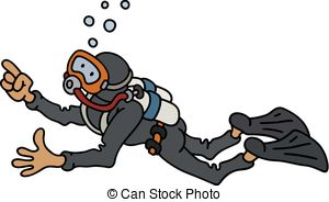diver in a black neoprene hand darwing of a funny diver in a black neoprene illustration csp51851823